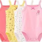 Baby Girls Spaghetti Strap Bodysuit Sleeveless Baby Tank Top Cotton Baby One-Pieces Pack of Summer Baby Clothes Outfit